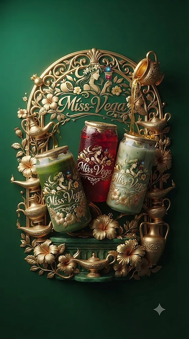 Miss Vega — altın çerçeve kompozisyonu